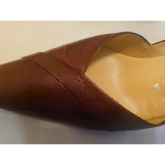 Vintage Walter Steiger Brown Leather Pumps 8.5 B Italy Kitten Heel Shoes - Picture 2 of 10